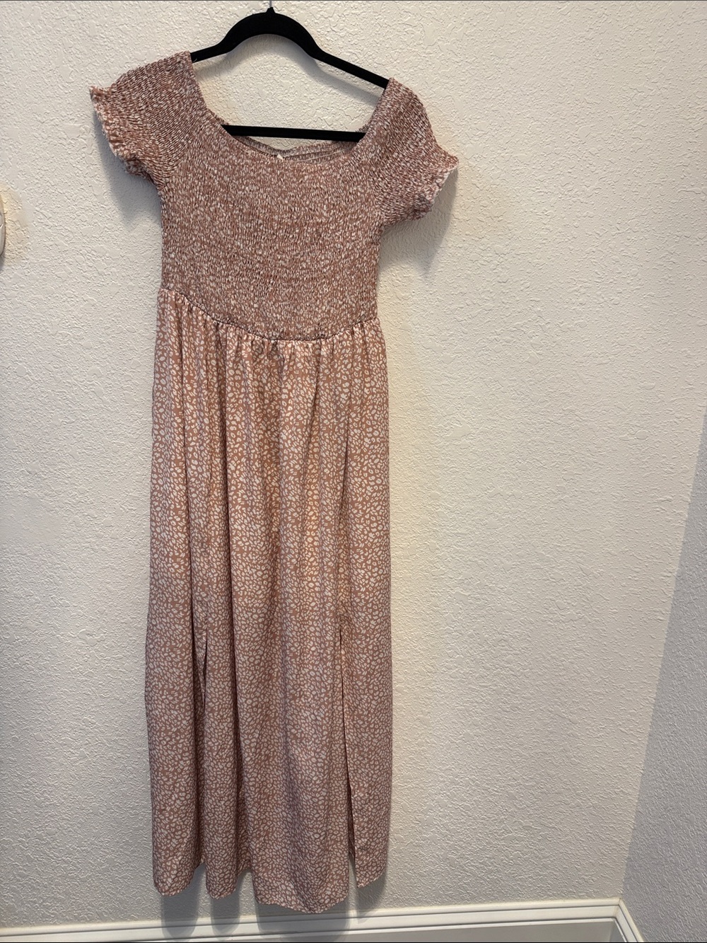 Girls Pink Smocked Floral Maxi Dress